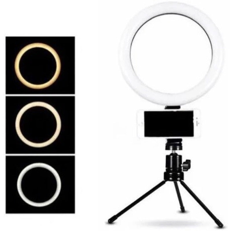 Ring light com tripé de mesa led 6 polegadas profissional