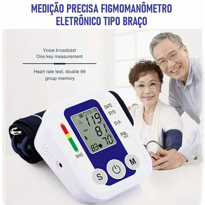 Monitor de pressão arterial digital portátil para braço superior